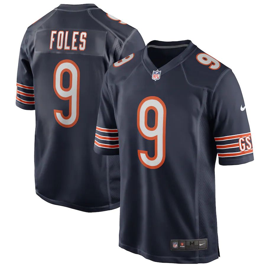 Men Chicago Bears 9 Nick Foles Nike Navy Game NFL Jersey